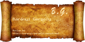 Barényi Gergely névjegykártya